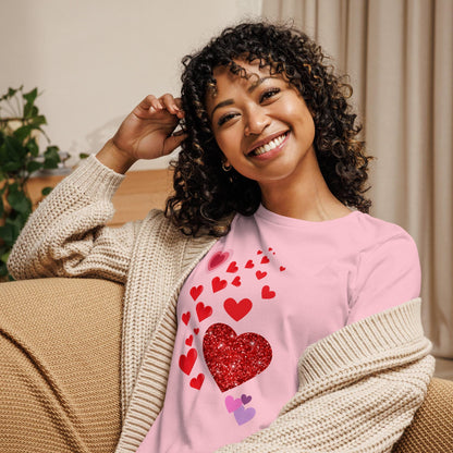 Cute T-Shirt with Heart Design For Women| Perfect Gift for Love & Friendship, Valentine's Say Gift for her, Women's Relaxed T-Shirt - Printspirationz