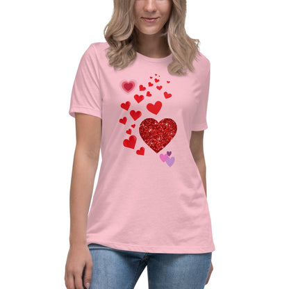 Cute T-Shirt with Heart Design For Women| Perfect Gift for Love & Friendship, Valentine's Say Gift for her, Women's Relaxed T-Shirt - Printspirationz
