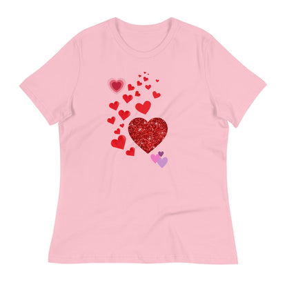 Cute T-Shirt with Heart Design For Women| Perfect Gift for Love & Friendship, Valentine's Say Gift for her, Women's Relaxed T-Shirt - Printspirationz