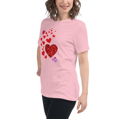 Cute T-Shirt with Heart Design For Women| Perfect Gift for Love & Friendship, Valentine's Say Gift for her, Women's Relaxed T-Shirt - Printspirationz