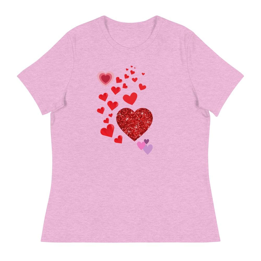 Cute T-Shirt with Heart Design For Women| Perfect Gift for Love & Friendship, Valentine's Say Gift for her, Women's Relaxed T-Shirt - Printspirationz