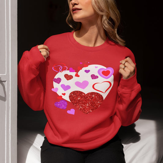 Coquette Heart Shirt, Valentine's Day Cozy Hearts Sweatshirt - Cute Heart Pattern Top for Love, Valentine's day Gift for Her, Gift for Women - Printspirationz