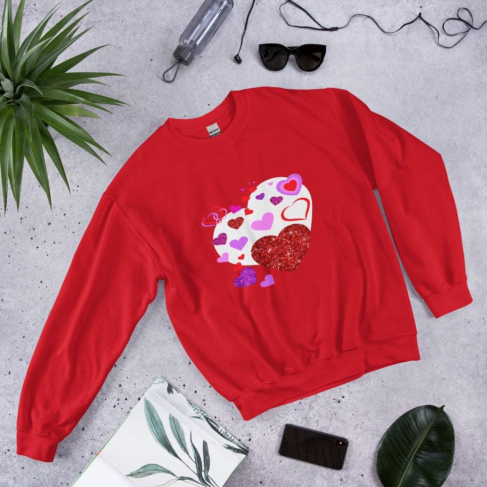 Coquette Heart Shirt, Valentine's Day Cozy Hearts Sweatshirt - Cute Heart Pattern Top for Love, Valentine's day Gift for Her, Gift for Women - Printspirationz