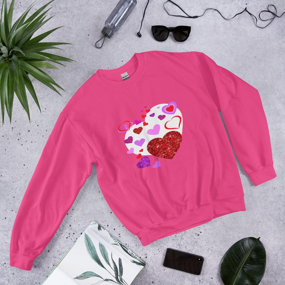 Coquette Heart Shirt, Valentine's Day Cozy Hearts Sweatshirt - Cute Heart Pattern Top for Love, Valentine's day Gift for Her, Gift for Women - Printspirationz