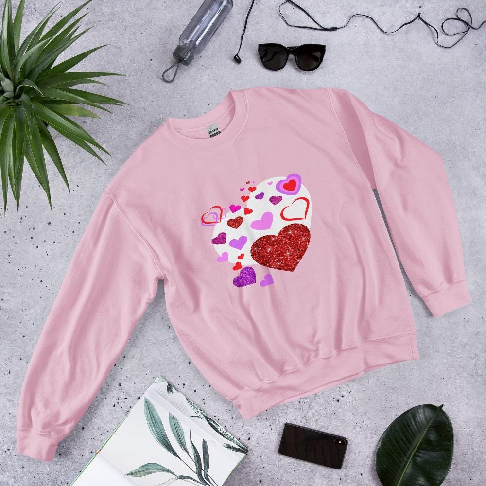 Coquette Heart Shirt, Valentine's Day Cozy Hearts Sweatshirt - Cute Heart Pattern Top for Love, Valentine's day Gift for Her, Gift for Women - Printspirationz