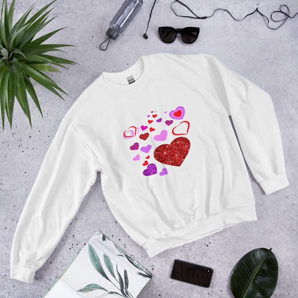 Coquette Heart Shirt, Valentine's Day Cozy Hearts Sweatshirt - Cute Heart Pattern Top for Love, Valentine's day Gift for Her, Gift for Women - Printspirationz