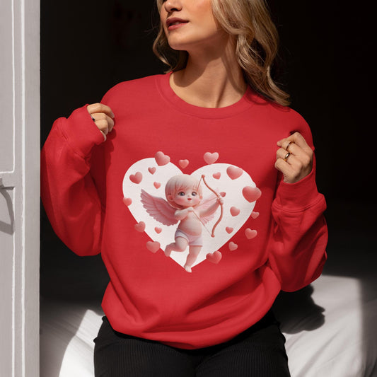 Cupid Sweatshirt with Heart Motif - Sweet and Stylish Gift for Her, kawaii art, Perfect Sweet Gift for Her! - Printspirationz