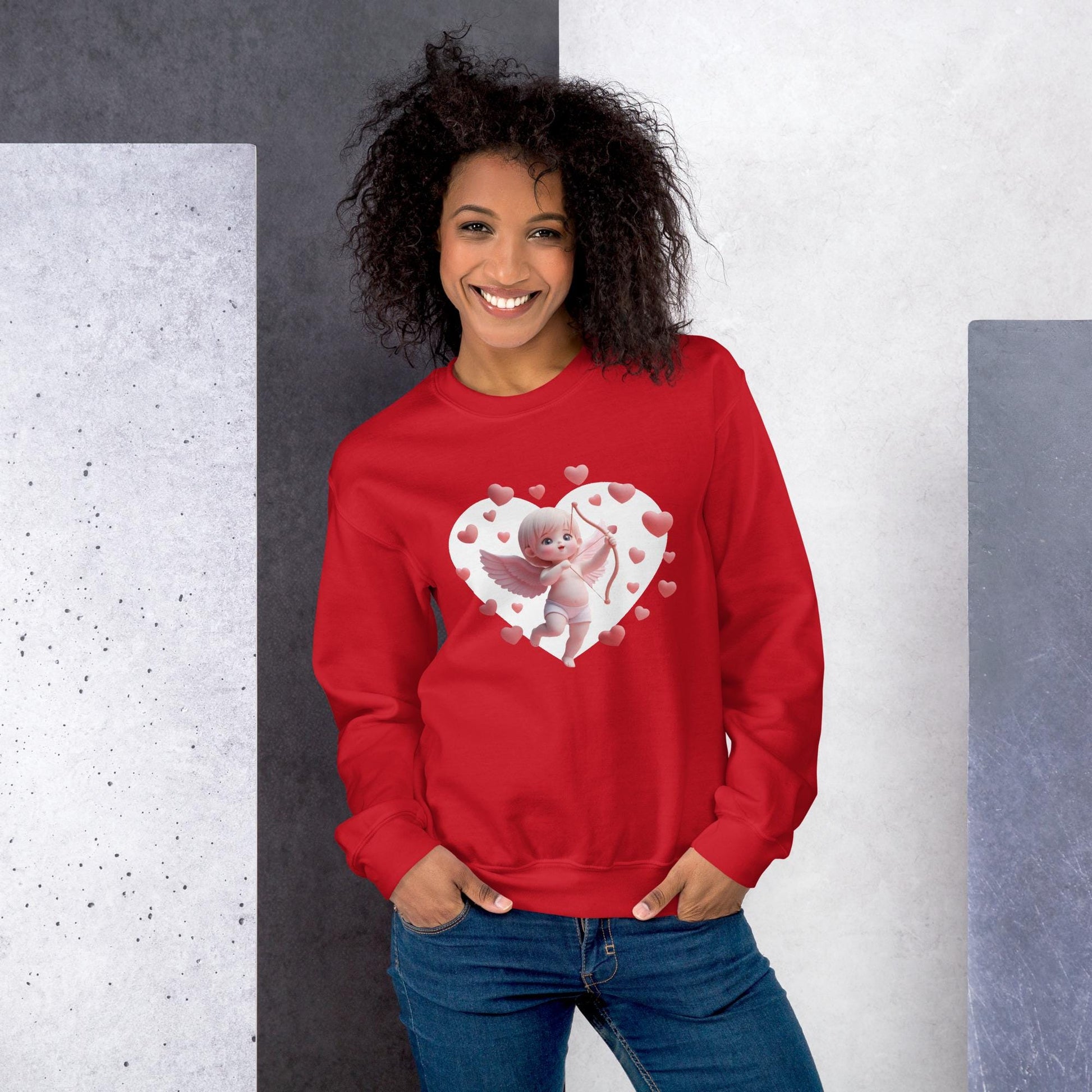 Cupid Sweatshirt with Heart Motif - Sweet and Stylish Gift for Her, kawaii art, Perfect Sweet Gift for Her! - Printspirationz