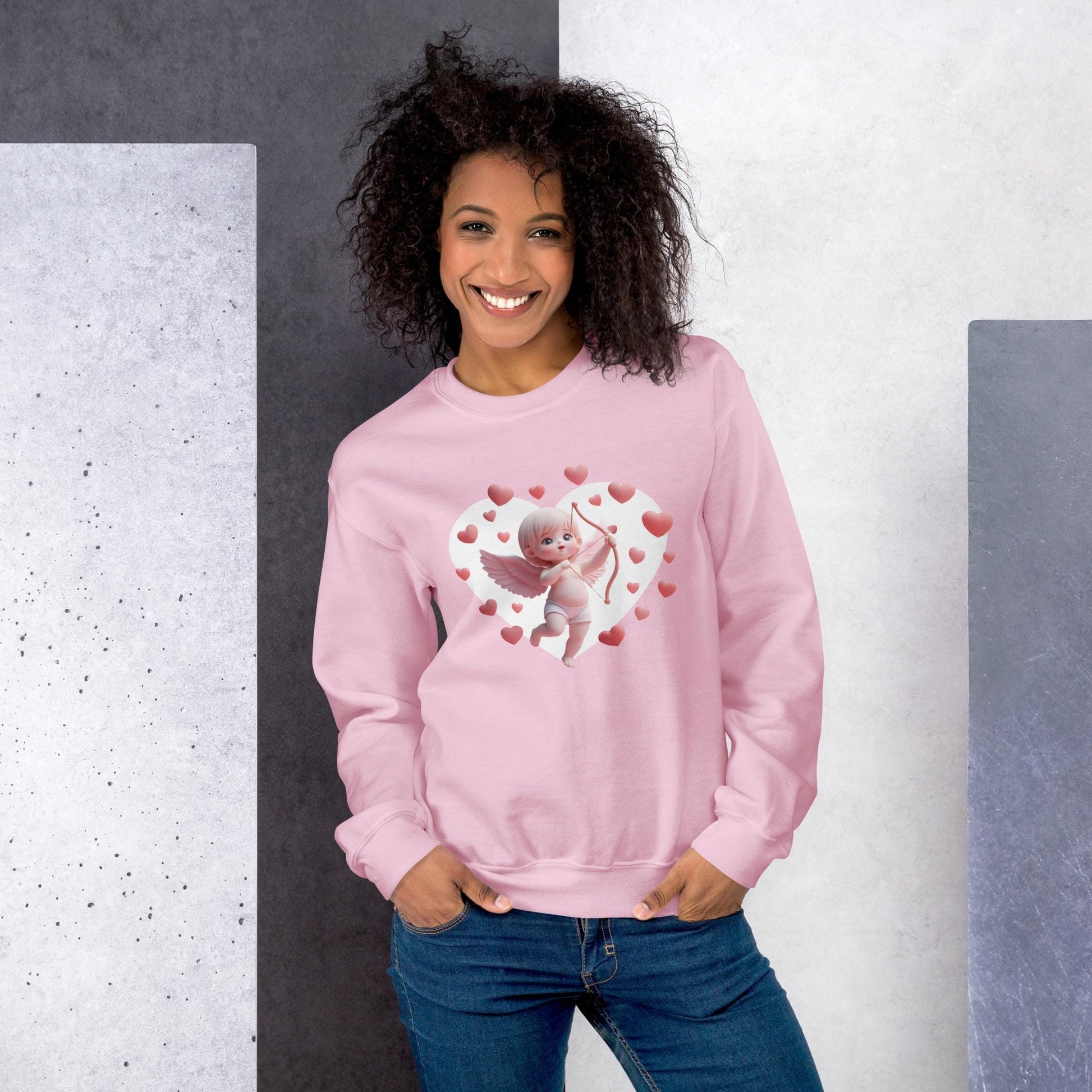 Cupid Sweatshirt with Heart Motif - Sweet and Stylish Gift for Her, kawaii art, Perfect Sweet Gift for Her! - Printspirationz