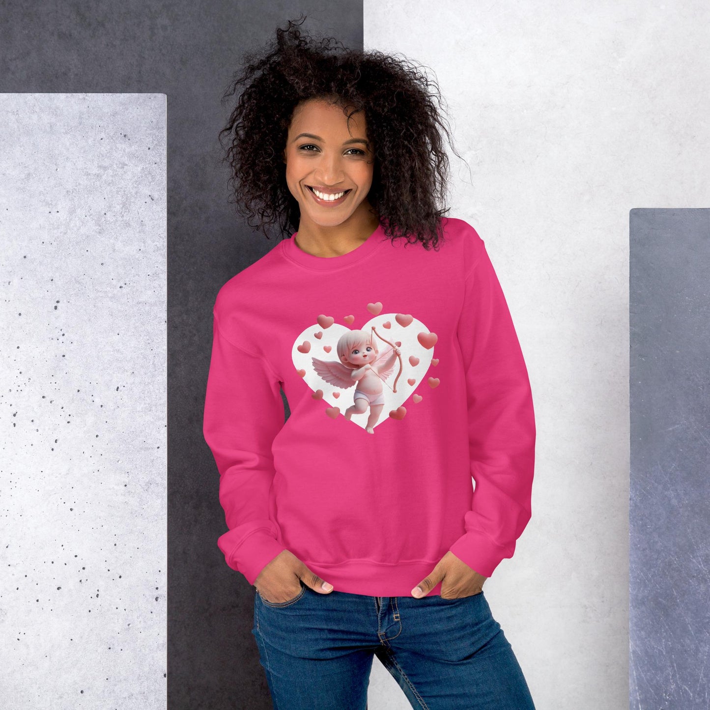 Cupid Sweatshirt with Heart Motif - Sweet and Stylish Gift for Her, kawaii art, Perfect Sweet Gift for Her! - Printspirationz