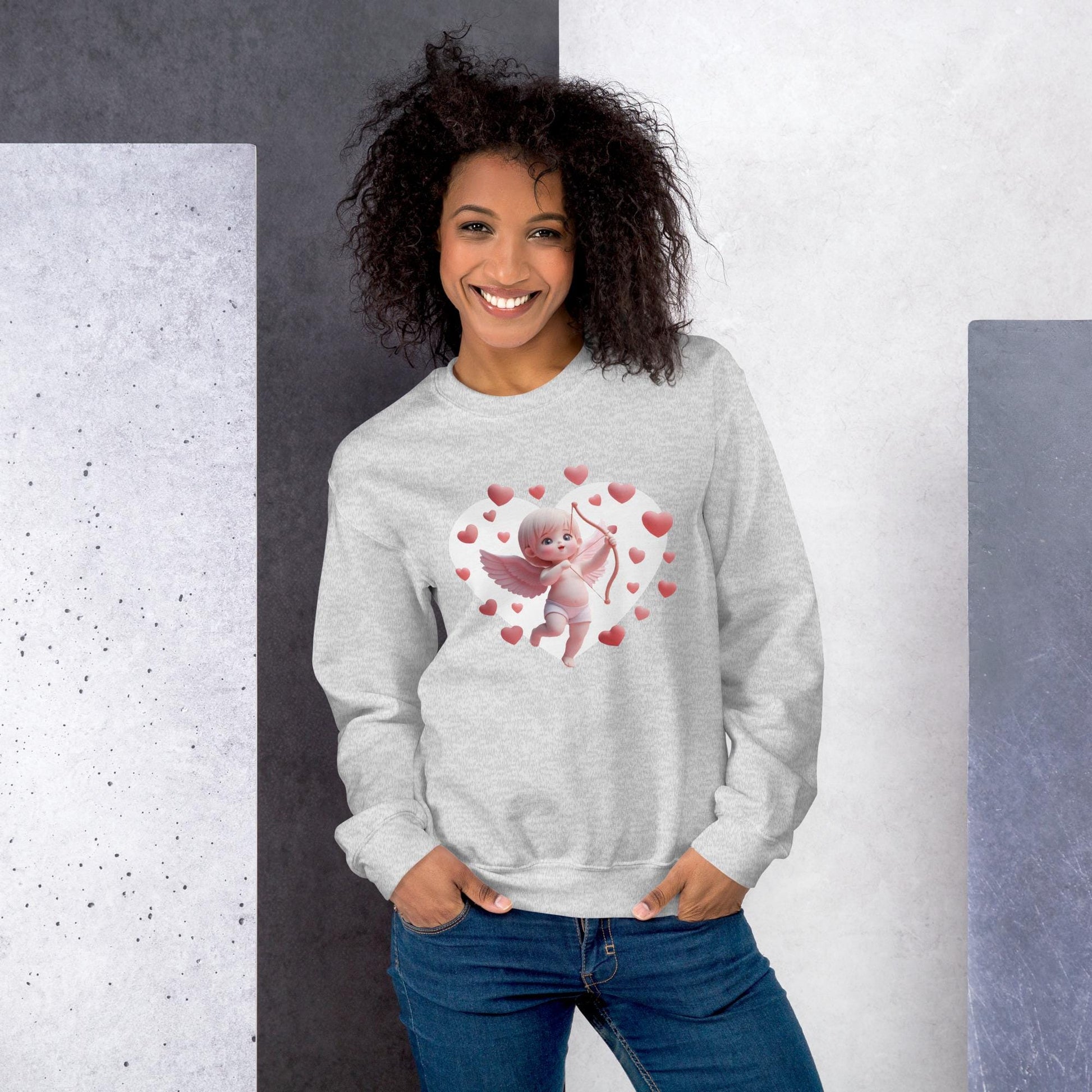Cupid Sweatshirt with Heart Motif - Sweet and Stylish Gift for Her, kawaii art, Perfect Sweet Gift for Her! - Printspirationz