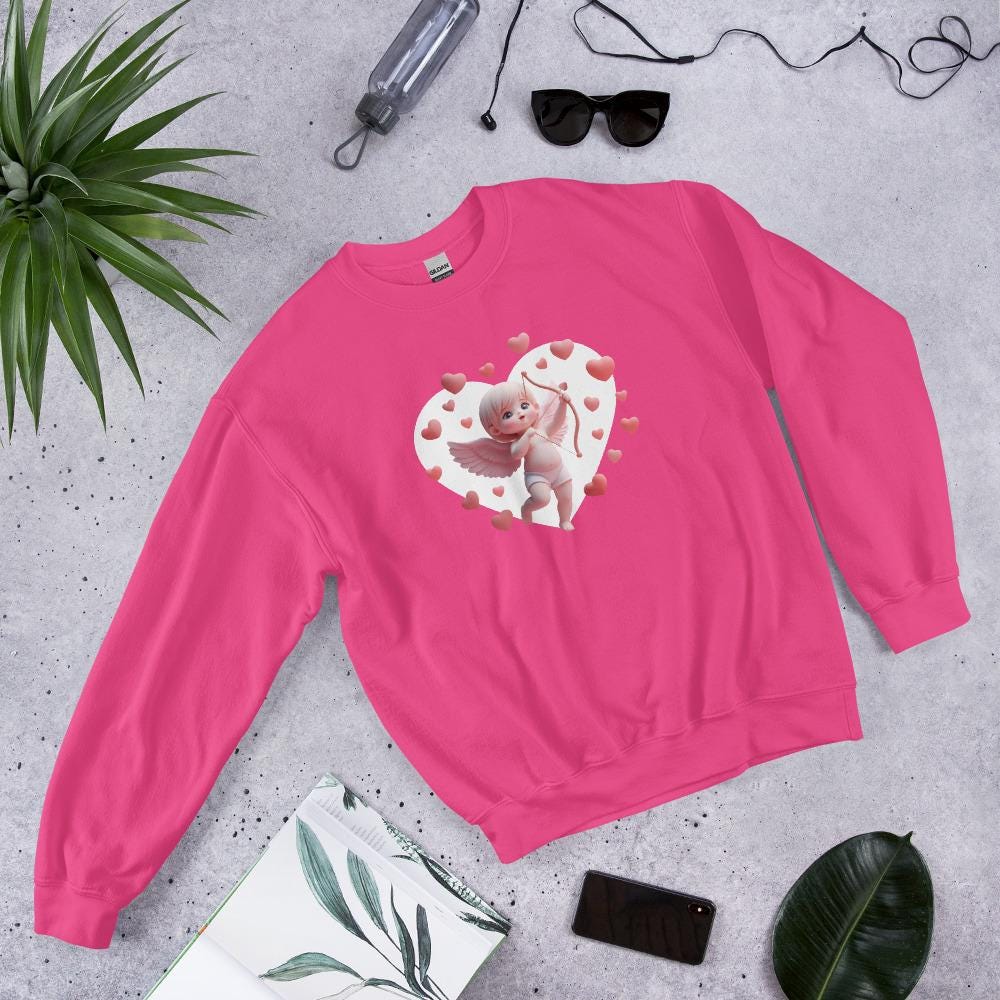 Cupid Sweatshirt with Heart Motif - Sweet and Stylish Gift for Her, kawaii art, Perfect Sweet Gift for Her! - Printspirationz