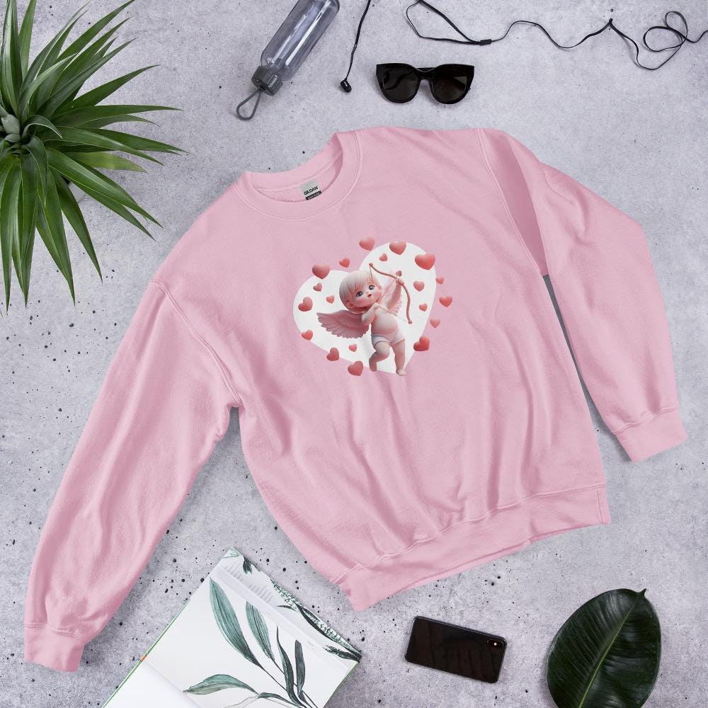 Cupid Sweatshirt with Heart Motif - Sweet and Stylish Gift for Her, kawaii art, Perfect Sweet Gift for Her! - Printspirationz