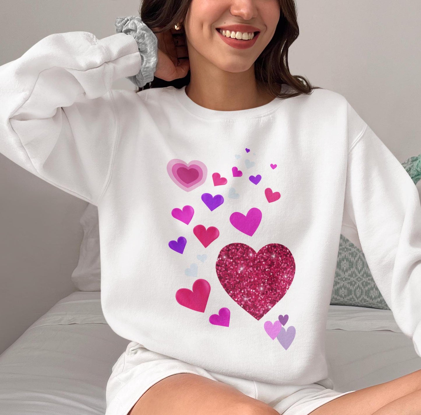 Cute Heart Pattern Top - Coquette Heart Shirt for Valentine's Day, Perfect Gift for Women Gift for Her, Gift for Women - Printspirationz