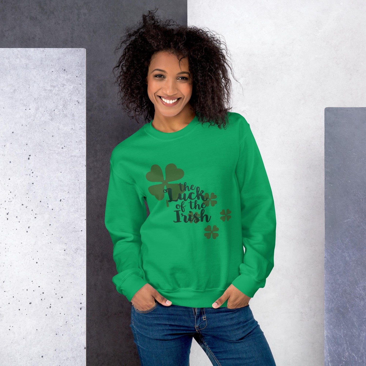 Luck of the Irish Green Shamrock Sweatshirt - Cozy St. Patrick's Day Apparel Unisex Sweatshirt - Printspirationz
