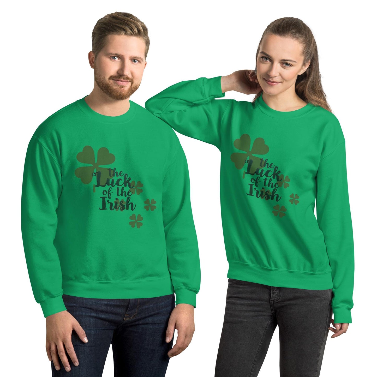 Luck of the Irish Green Shamrock Sweatshirt - Cozy St. Patrick's Day Apparel Unisex Sweatshirt - Printspirationz
