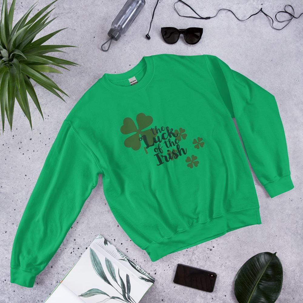 Luck of the Irish Green Shamrock Sweatshirt - Cozy St. Patrick's Day Apparel Unisex Sweatshirt - Printspirationz