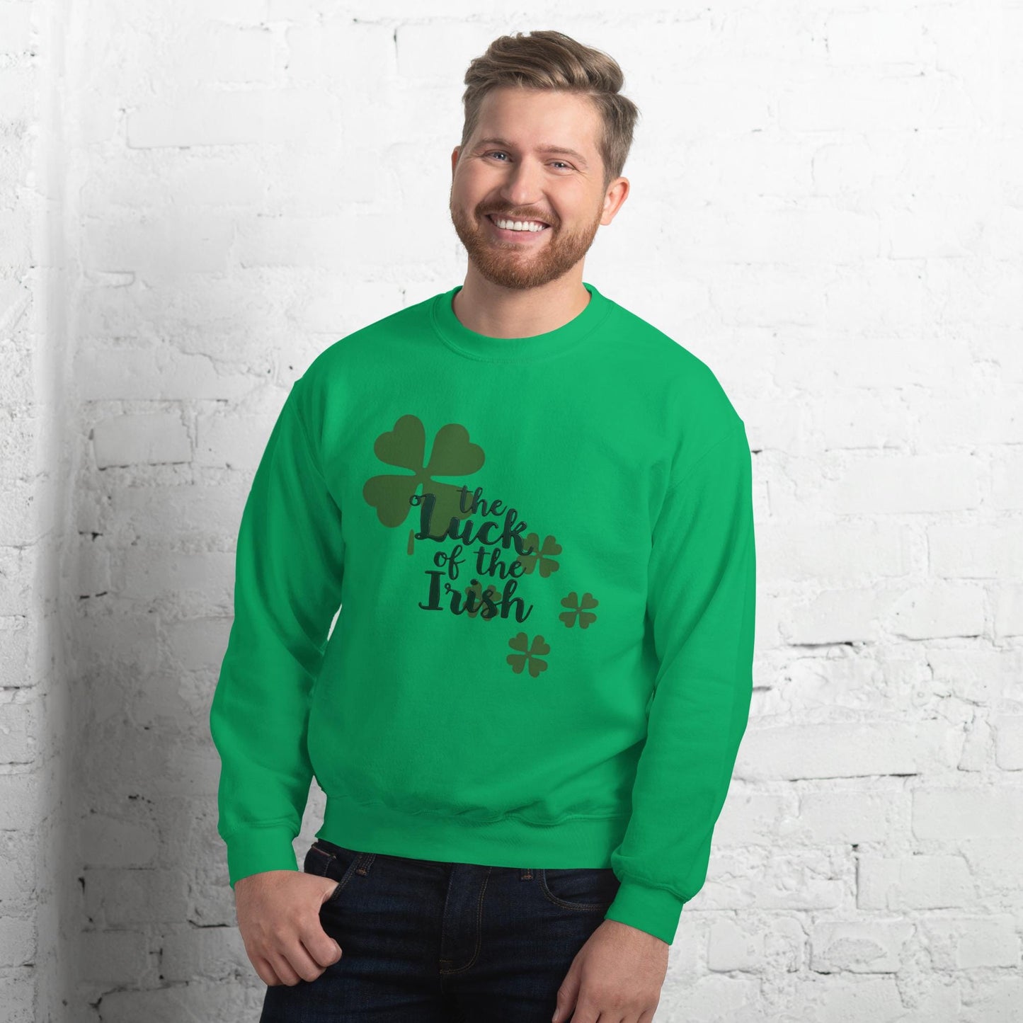 Luck of the Irish Green Shamrock Sweatshirt - Cozy St. Patrick's Day Apparel Unisex Sweatshirt - Printspirationz