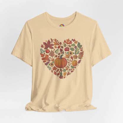 Fall Heart Pumpkin Harvest Tee, Autumn T-Shirt, Harvest Shirt For Women, Seasonal Gift, Thanksgiving Apparel, Cozy Casual Wear for Women - Printspirationz