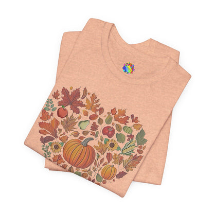Fall Heart Pumpkin Harvest Tee, Autumn T-Shirt, Harvest Shirt For Women, Seasonal Gift, Thanksgiving Apparel, Cozy Casual Wear for Women - Printspirationz
