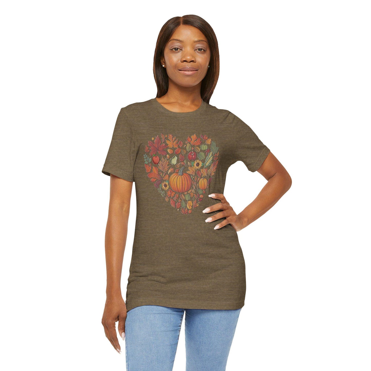 Fall Heart Pumpkin Harvest Tee, Autumn T-Shirt, Harvest Shirt For Women, Seasonal Gift, Thanksgiving Apparel, Cozy Casual Wear for Women - Printspirationz