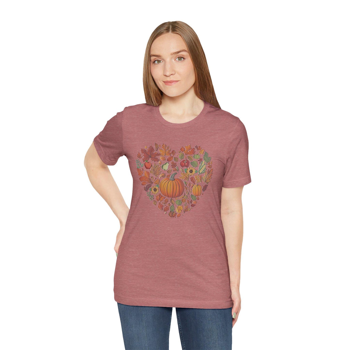 Fall Heart Pumpkin Harvest Tee, Autumn T-Shirt, Harvest Shirt For Women, Seasonal Gift, Thanksgiving Apparel, Cozy Casual Wear for Women - Printspirationz