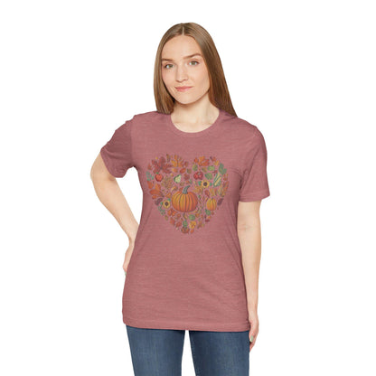 Fall Heart Pumpkin Harvest Tee, Autumn T-Shirt, Harvest Shirt For Women, Seasonal Gift, Thanksgiving Apparel, Cozy Casual Wear for Women - Printspirationz