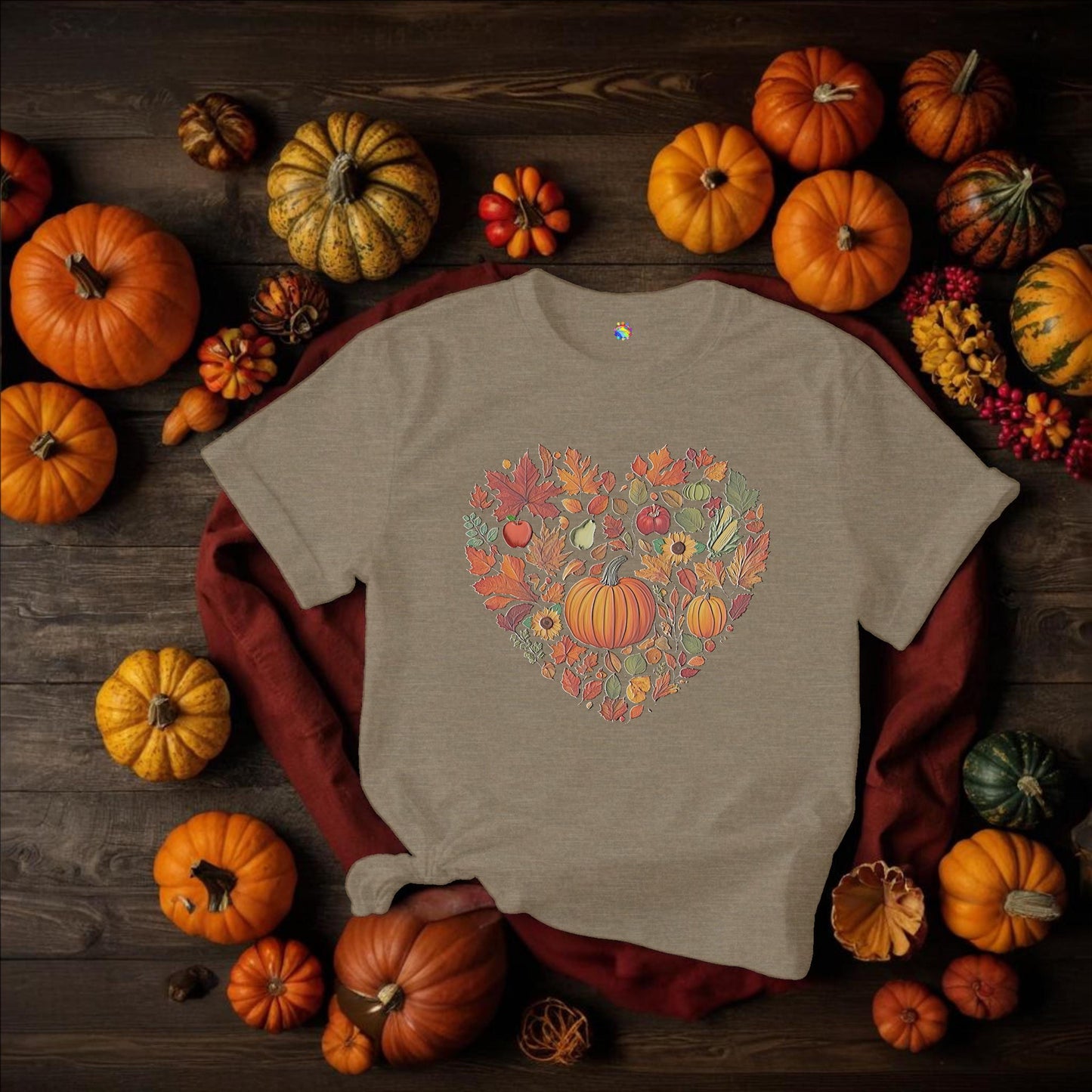 Fall Heart Pumpkin Harvest Tee, Autumn T-Shirt, Harvest Shirt For Women, Seasonal Gift, Thanksgiving Apparel, Cozy Casual Wear for Women - Printspirationz