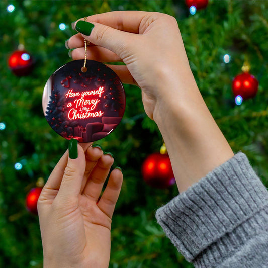 Ceramic Ornament, Festive Holiday Decor, Christmas Tree Decoration, Xmas Ornament, Holiday Gift, Ceramic Bauble, Have Yourself A Merry Xmas