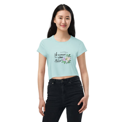 Aqua Crop Tee with Proverbs 31 Bible Verse - Inspirational Christian Women's Shirt - Printspirationz