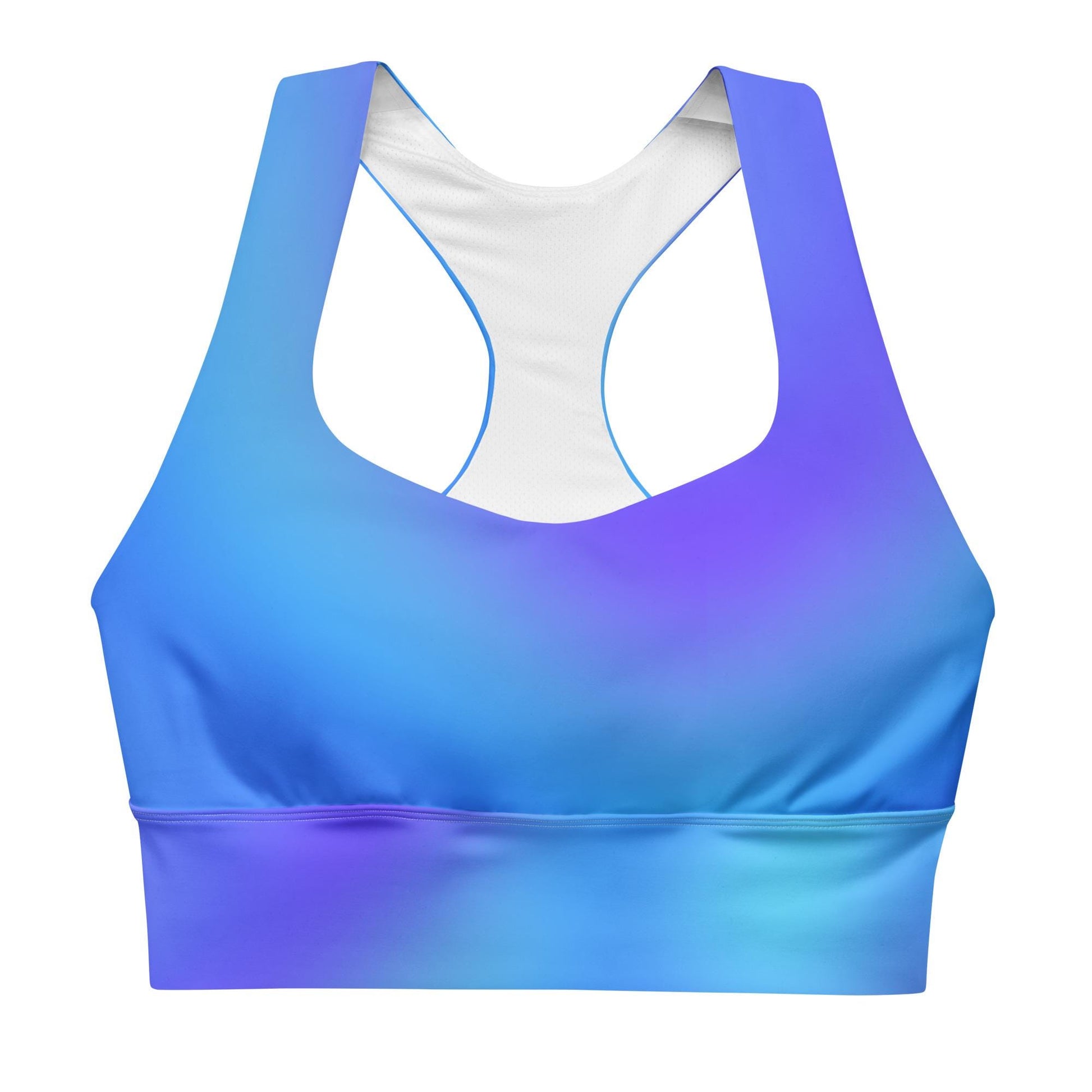 Blue Gradient Recycled Longline Seamless Sports Bra | Eco-Friendly Activewear - Printspirationz