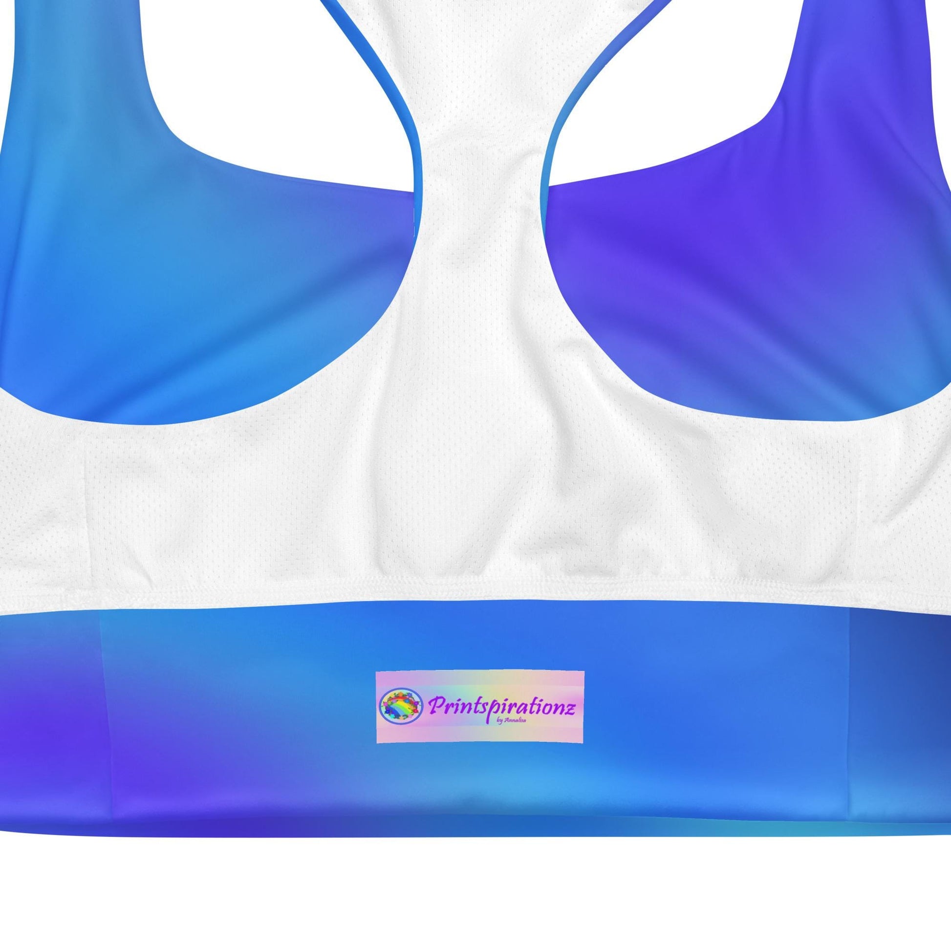 Blue Gradient Recycled Longline Seamless Sports Bra | Eco-Friendly Activewear - Printspirationz