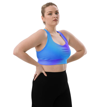 Blue Gradient Recycled Longline Seamless Sports Bra | Eco-Friendly Activewear - Printspirationz