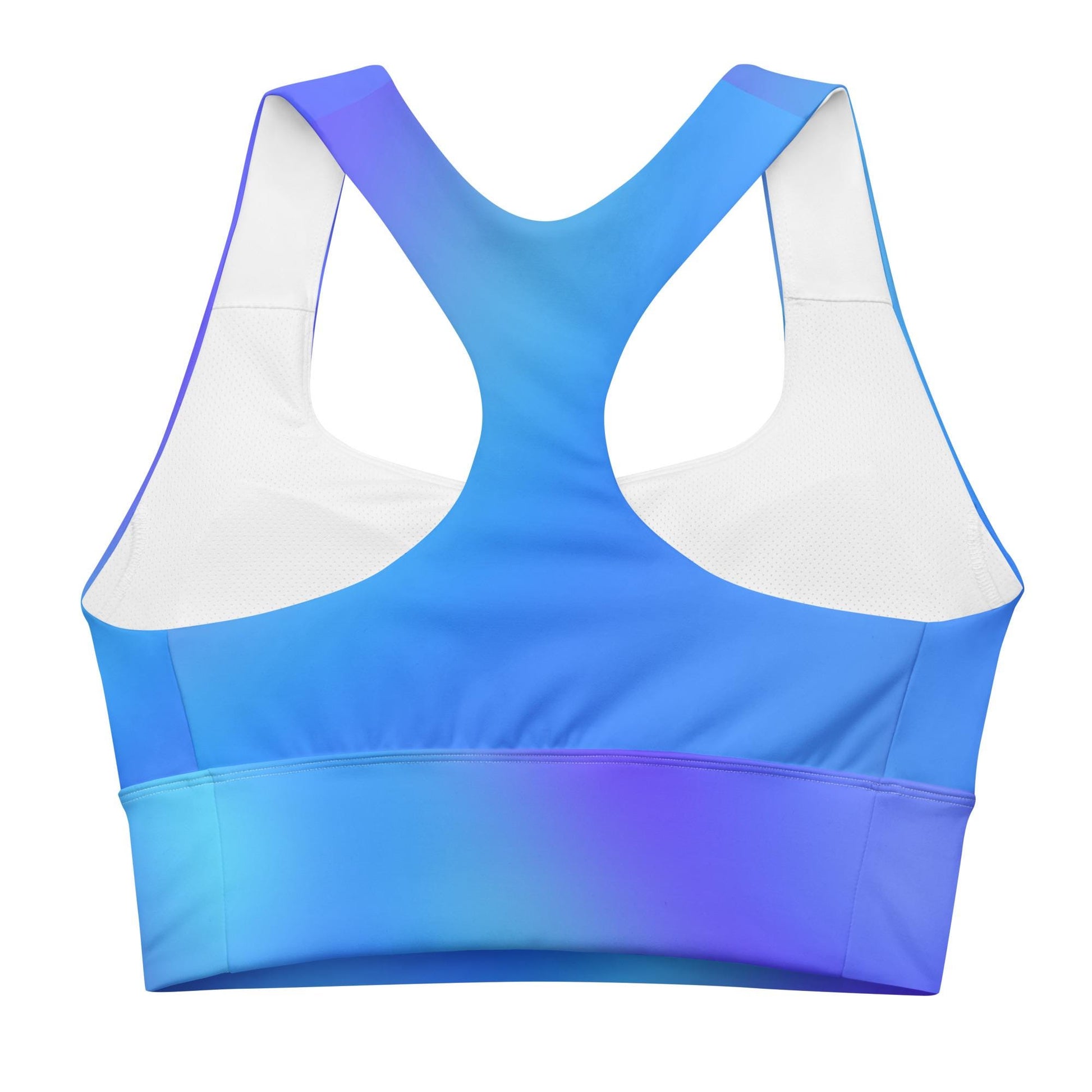 Blue Gradient Recycled Longline Seamless Sports Bra | Eco-Friendly Activewear - Printspirationz