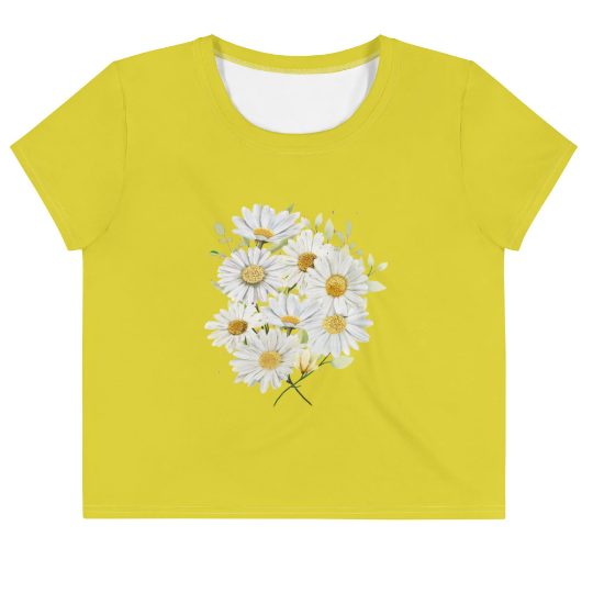 Cheerful Daisy Bouquet Crop Tee in Vibrant Yellow - Summer Fashion Essential