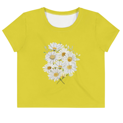 Cheerful Daisy Bouquet Crop Tee in Vibrant Yellow - Summer Fashion Essential - Printspirationz