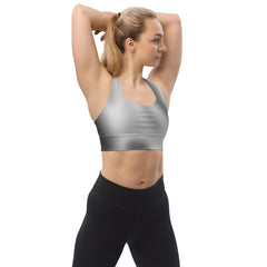 Comfortable Grey Gradient Recycled Longline Sports Bra | High-Performance Athletic Gear, Soft, Chic and Supportive Activewear for Workouts