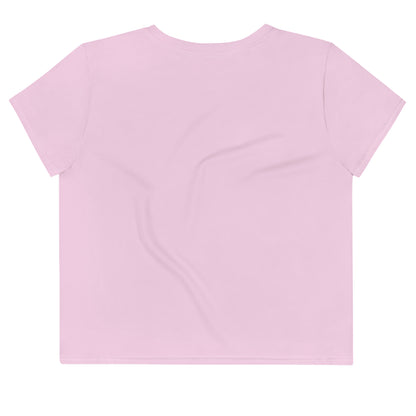 Cute Feminine Crop Pink Tee For Women with a Floral Design in the Shape of a Heart, Minimalist Graphic Decal Crop T-shirt Fun and Flirty Feminine - Perfect for Spring and Summer Fun Half Tee - Printspirationz