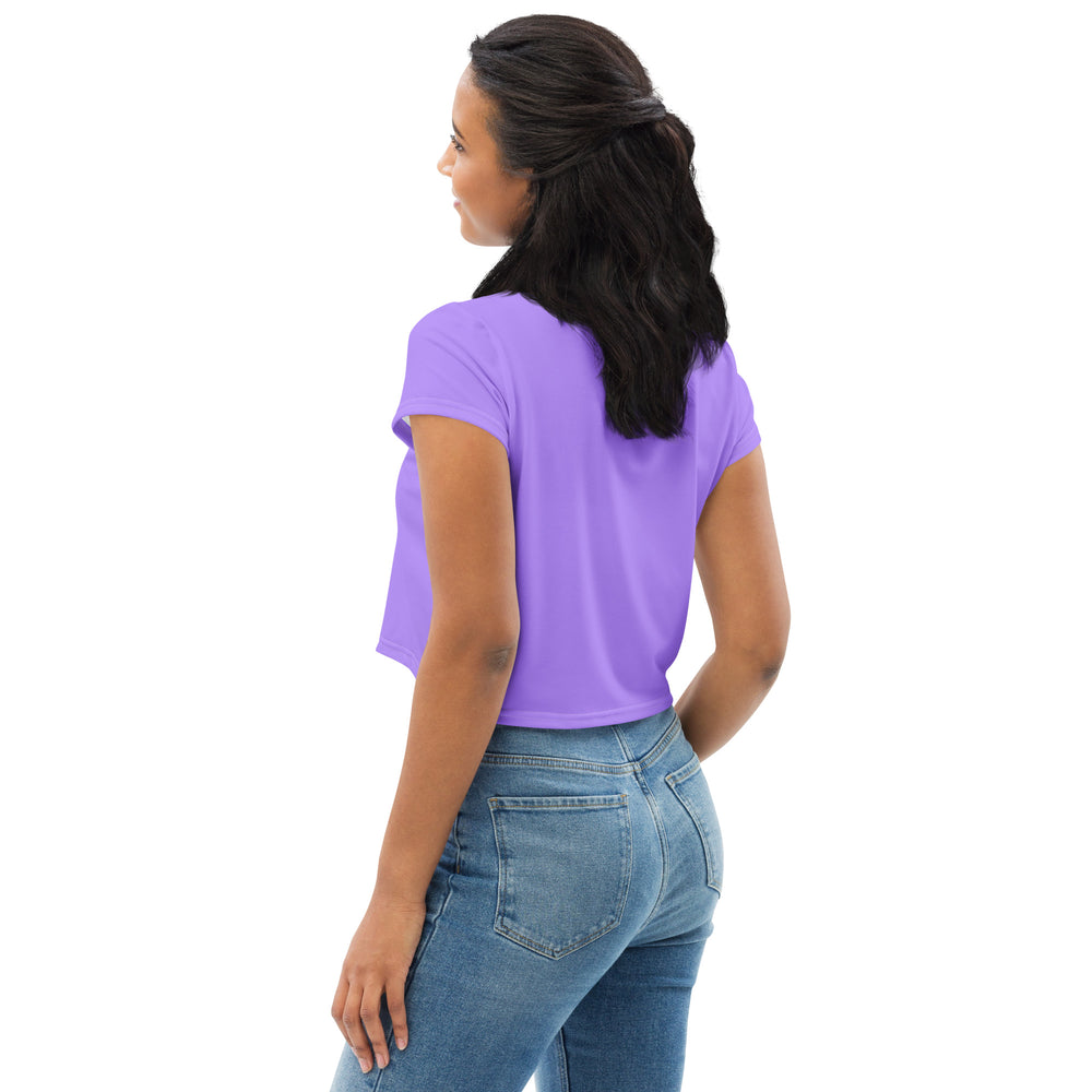 Faith Inspired Crop Tee For Women in Light Purple with Heart and Bible Verse - Trendy Graphic T-Shirt