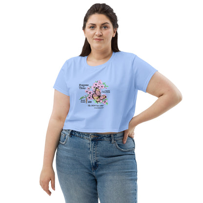Faith Inspired Crop Tee For Women Rainbow Background with Bible Verse - Trendy Graphic T-Shirt - Printspirationz