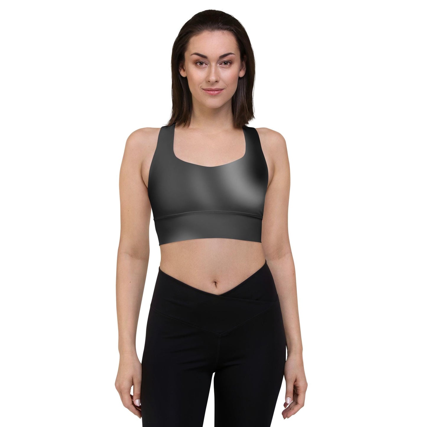 High-Performance Black Gradient Recycled Longline Sports Bra - Breathable, Stylish  Supportive - Perfect for Workouts  Active Lifestyle - Printspirationz