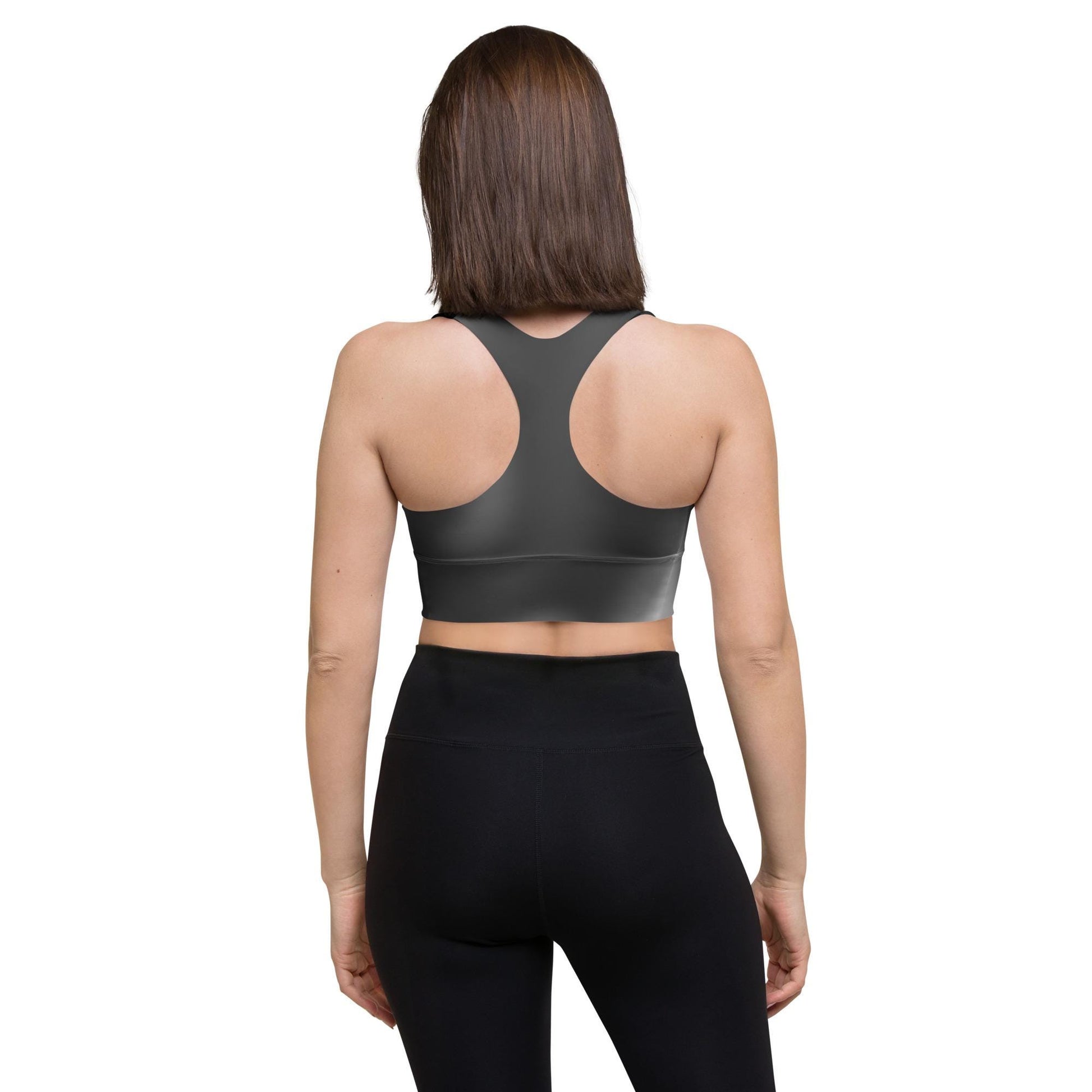 High-Performance Black Gradient Recycled Longline Sports Bra - Breathable, Stylish  Supportive - Perfect for Workouts  Active Lifestyle - Printspirationz