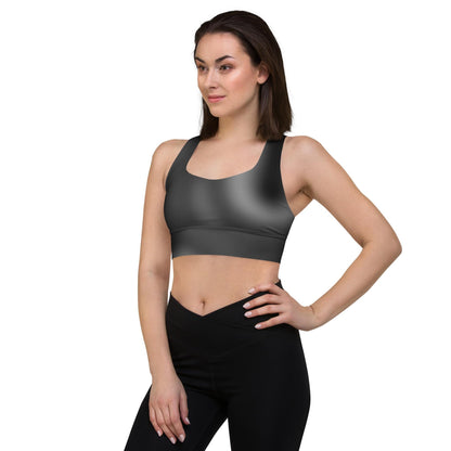 High-Performance Black Gradient Recycled Longline Sports Bra - Breathable, Stylish  Supportive - Perfect for Workouts  Active Lifestyle - Printspirationz