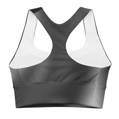 High-Performance Black Gradient Recycled Longline Sports Bra - Breathable, Stylish  Supportive - Perfect for Workouts  Active Lifestyle - Printspirationz