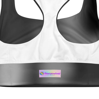 High-Performance Black Gradient Recycled Longline Sports Bra - Breathable, Stylish  Supportive - Perfect for Workouts  Active Lifestyle
