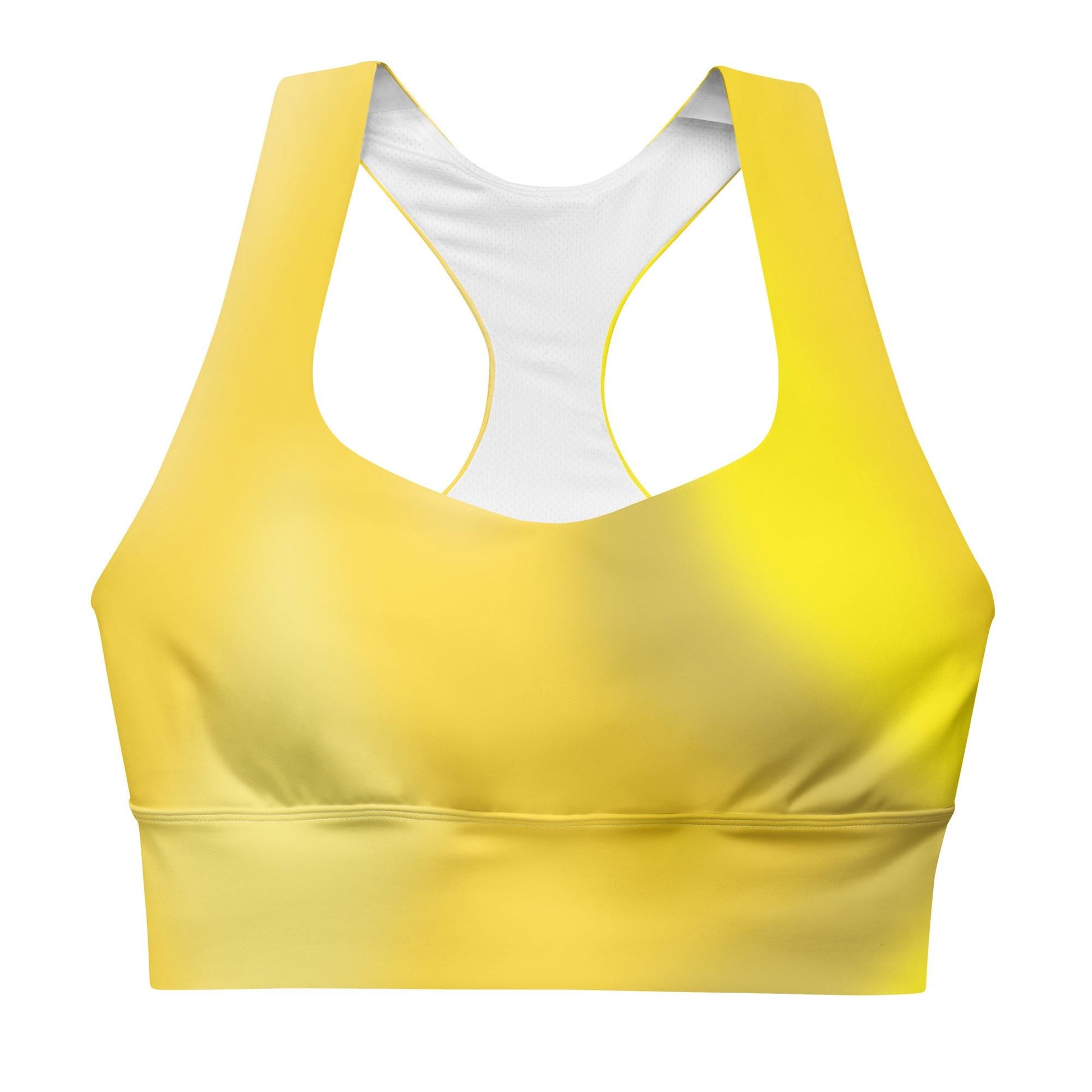 Seamless Longline Sports Bra in Yellow Gradient - Sustainable Recycled Material for Ultimate Support - Printspirationz