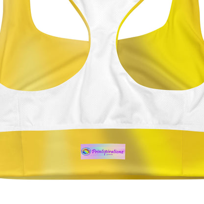 Seamless Longline Sports Bra in Yellow Gradient - Sustainable Recycled Material for Ultimate Support - Printspirationz