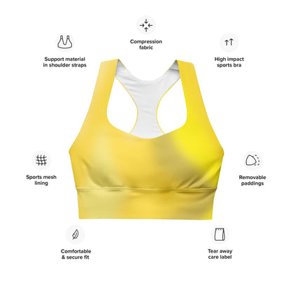 Seamless Longline Sports Bra in Yellow Gradient - Sustainable Recycled Material for Ultimate Support - Printspirationz