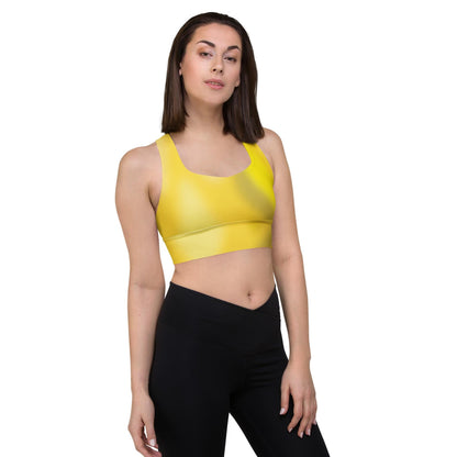 Seamless Longline Sports Bra in Yellow Gradient - Sustainable Recycled Material for Ultimate Support - Printspirationz