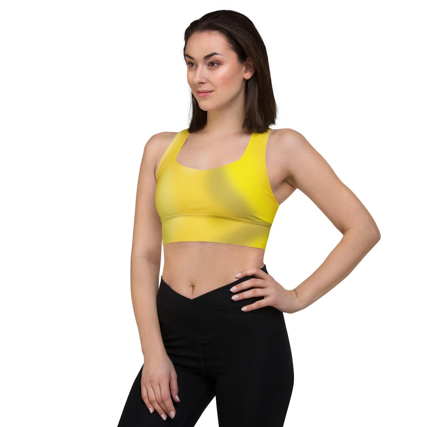 Seamless Longline Sports Bra in Yellow Gradient - Sustainable Recycled Material for Ultimate Support - Printspirationz